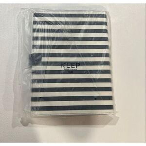 Keep Collective Striped Binder Organizer Navy White Planner Portfolio Snap Closu